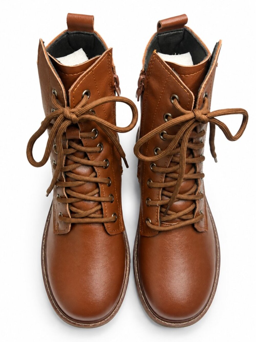 Brown Lace Up Combat Lug Sole Boots New Size 41